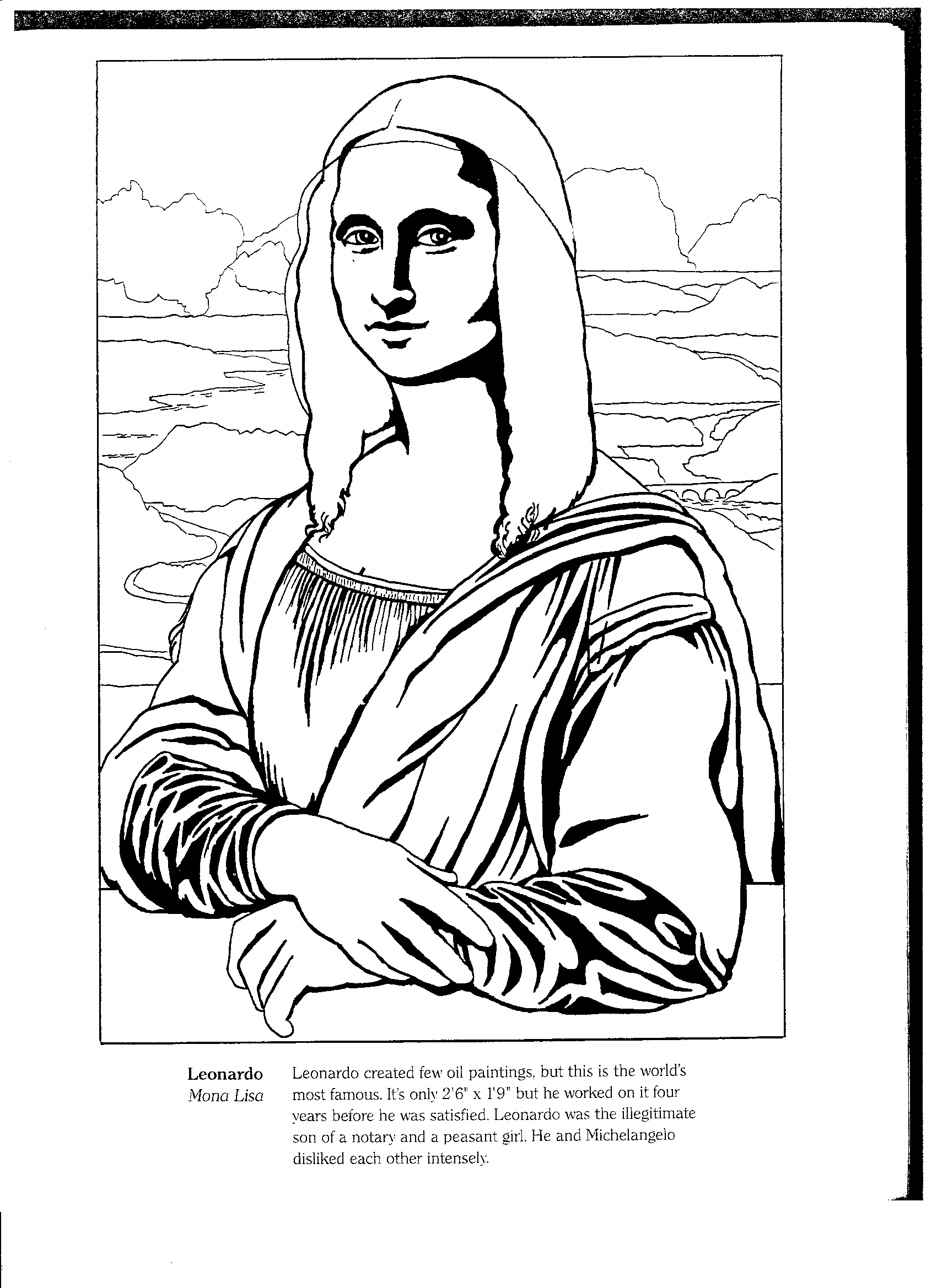 Mona Lisa Outline Coloring Page Sketch Coloring Page