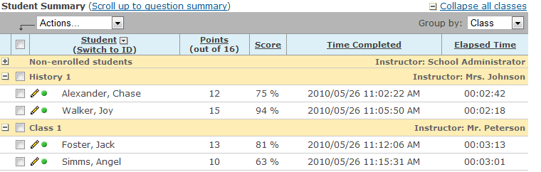 Grading screenshot